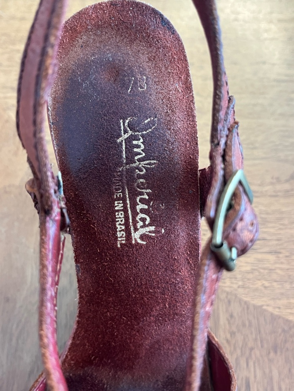 True Vintage 70’s Imperial Leather Brown Strappy Platform wood Sandals size 7 - Picture 6 of 9